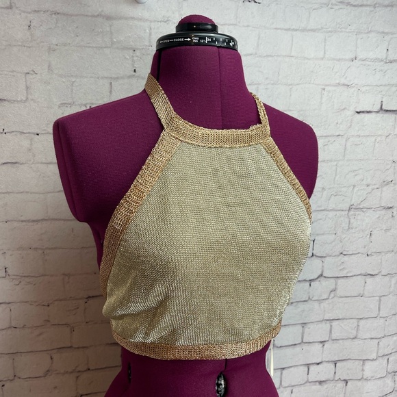 Myrtis gray hustle gold halter top size small - Picture 1 of 6